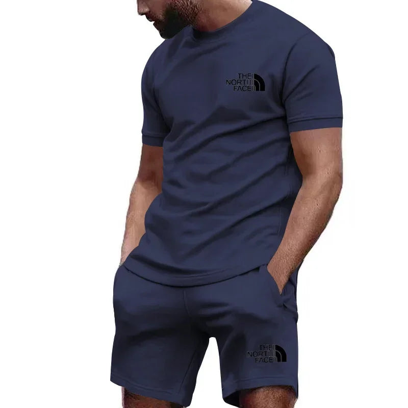 Men’s Summer Quick-Dry Sportswear Set – 2-Piece Fitness T-Shirt & Shorts Outfit