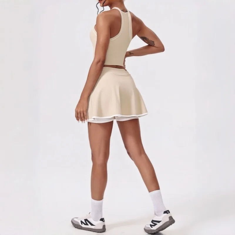 2PCS Women's Active Set – Sports Bra & High-Waist Bottom Skirt