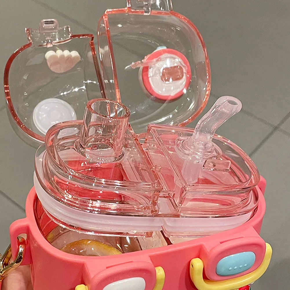 780ML Portable Cartoon Kids Water Bottle with Straw