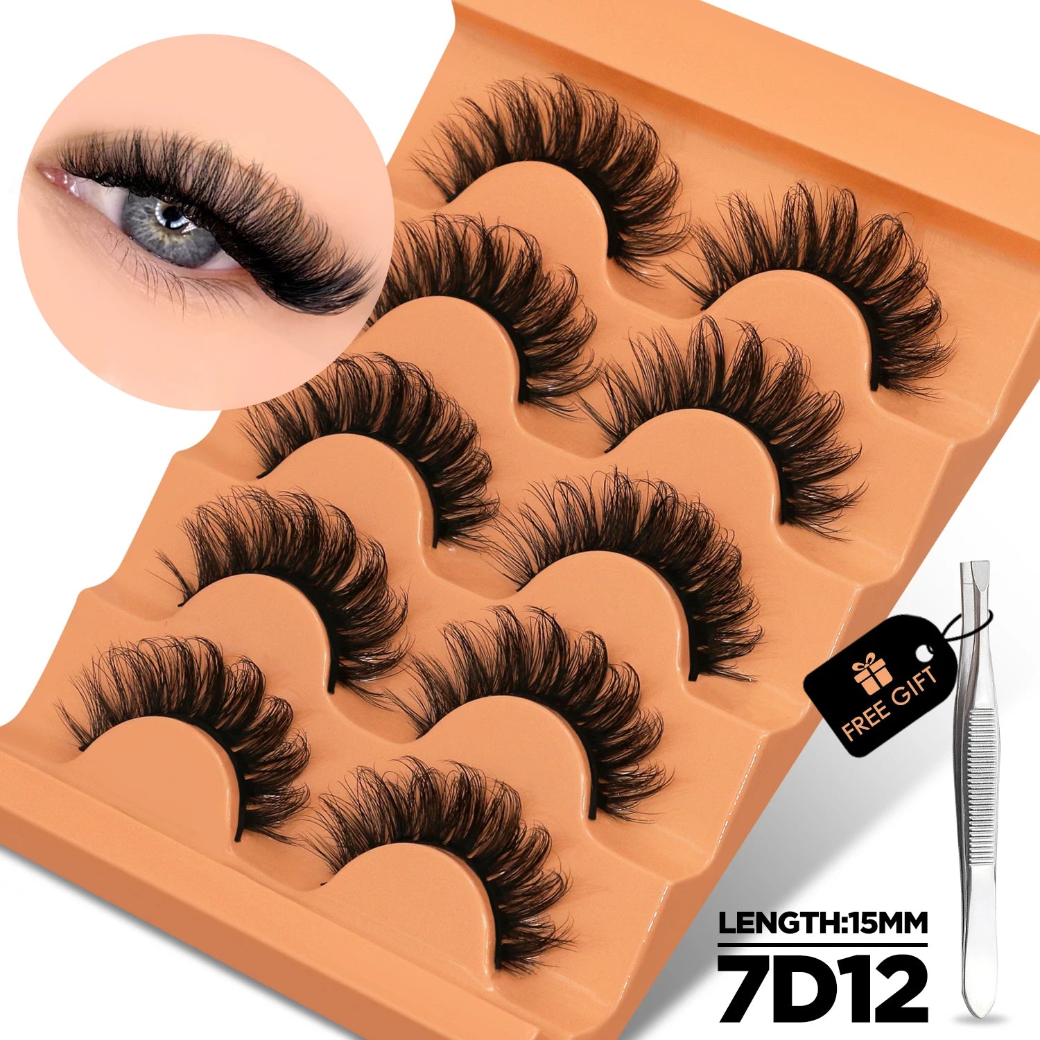 GROINNEYA 8D Cat Eye Faux Mink Lashes – Fluffy, Wispy Long Eyelashes (5 Pairs Pack)