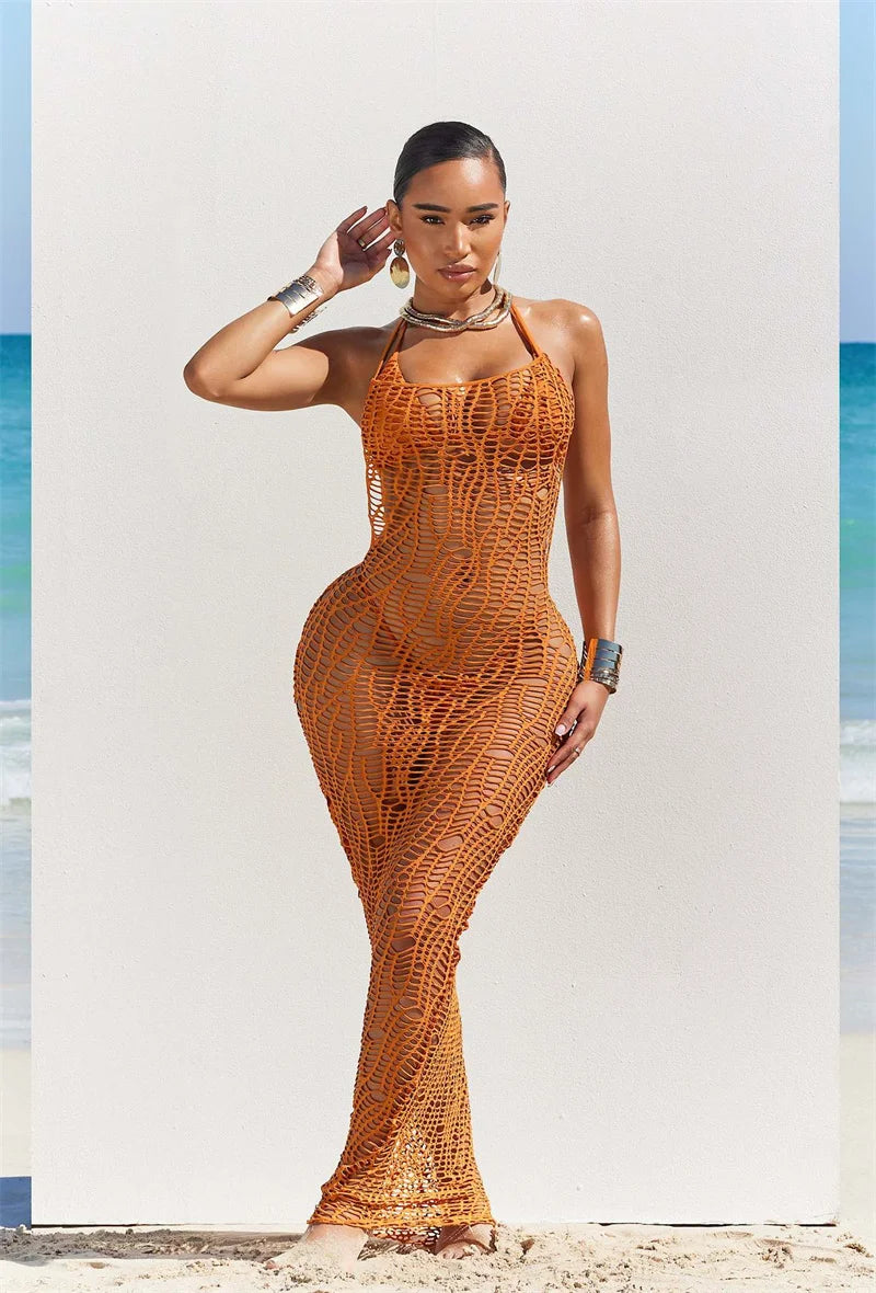 3-Piece Knit Bikini Set with Hollow-Out Cover-Up – Sexy Backless Beach Outfit for Women