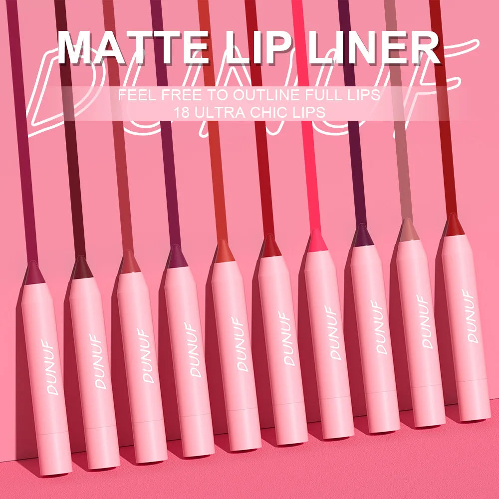 Matte Velvet Lipstick Pencil – Waterproof Lip Contour & Tint Lipliner Pen (18 Colors)