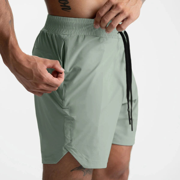 2024 Men’s Quick-Dry Woven Fitness Shorts – Solid Color Casual Sportswear