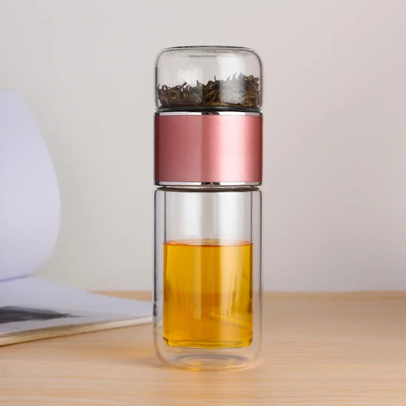 350ml Double-Wall Glass Tea Infuser Bottle