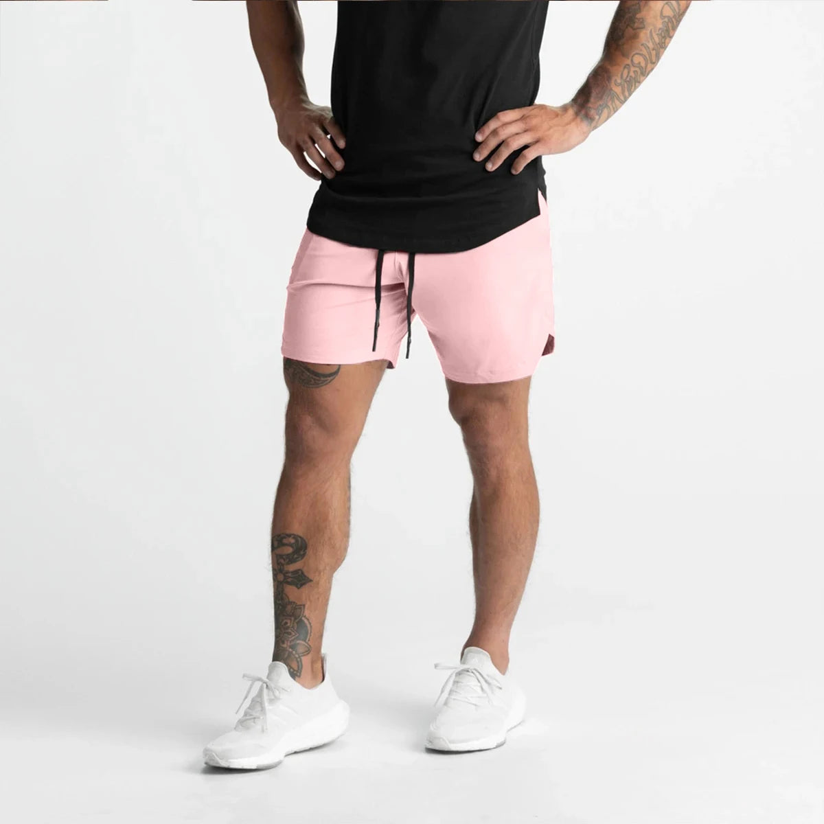 2024 Men’s Quick-Dry Woven Fitness Shorts – Solid Color Casual Sportswear