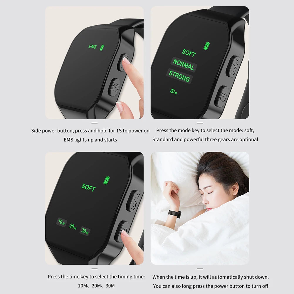 Electric EMS Sleep Aid Watch Type-C Charging Portable Microcurrent Pulse Sleeping 3 Modes Insomnia Hypnosis Device Therapy Tools