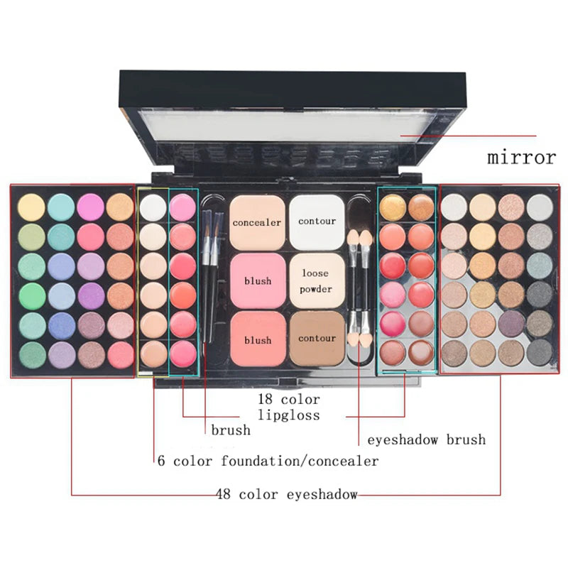 VERONNI Glitter & Matte Eyeshadow Palette – Waterproof, Long-Lasting Pressed Powder Makeup Kit