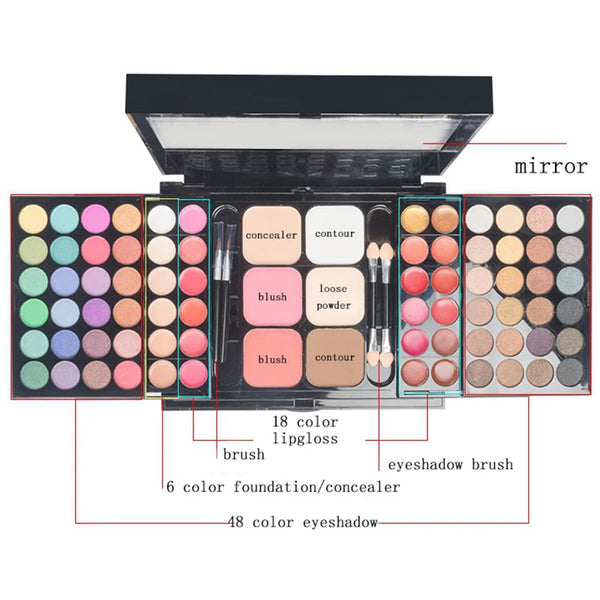 VERONNI Glitter & Matte Eyeshadow Palette – Waterproof, Long-Lasting Pressed Powder Makeup Kit