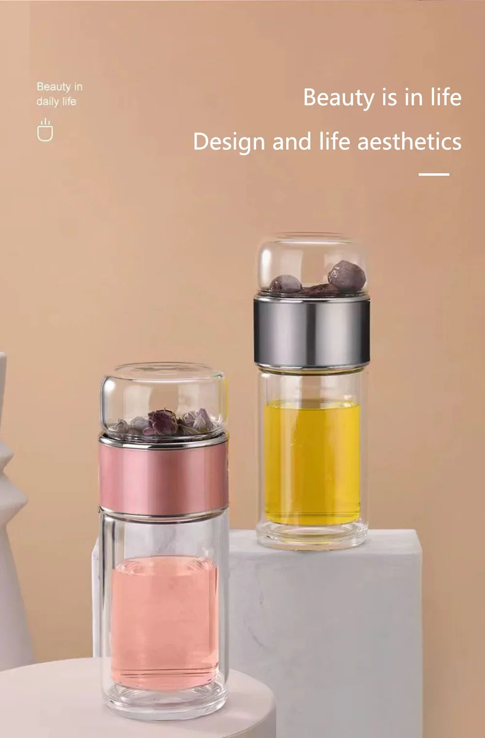 350ML/500ML Double Glass Water Bottle High Quality With Case Tea Drink Bottle Infuser Tumbler Drinkware Waterbottle Eco-Friendly