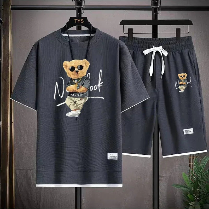 Men’s Harajuku Bear Print Sports Set