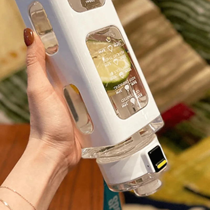 White Water Bottle with Time Marker