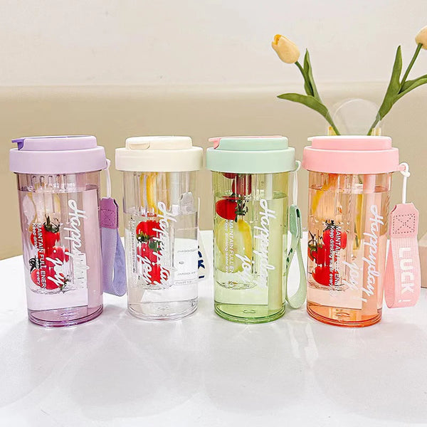 600ML Portable Sports Water Bottle with Tea Partition