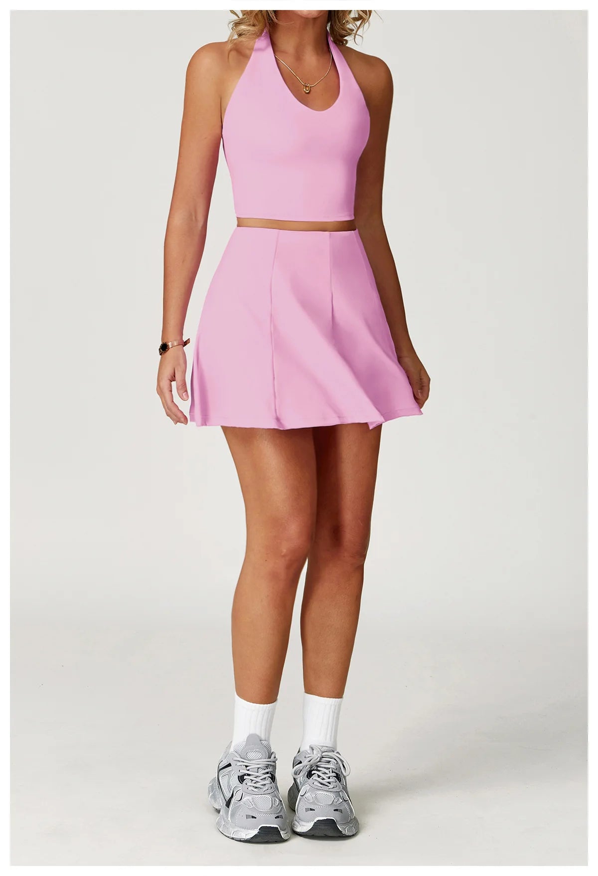 2025 2PCS Women's Active Set – Sports Bra & High-Waist Bottom Skirt