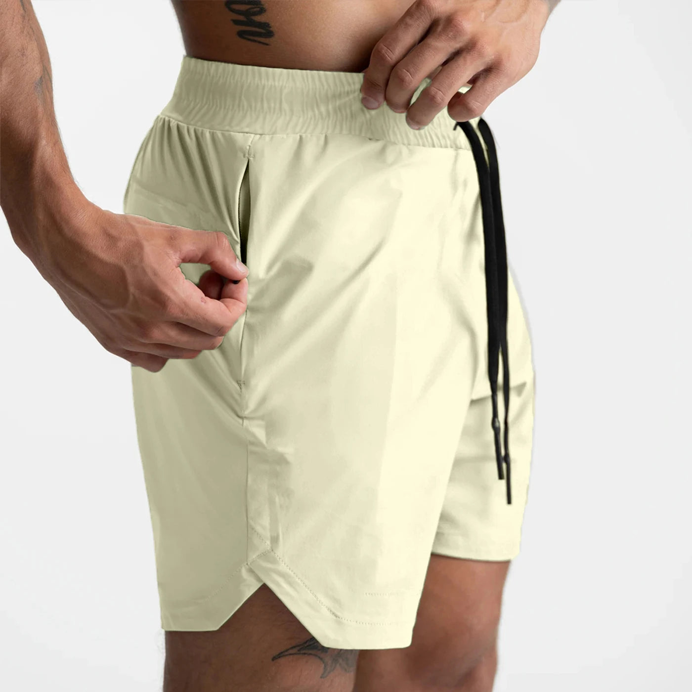 2024 Men’s Quick-Dry Woven Fitness Shorts – Solid Color Casual Sportswear