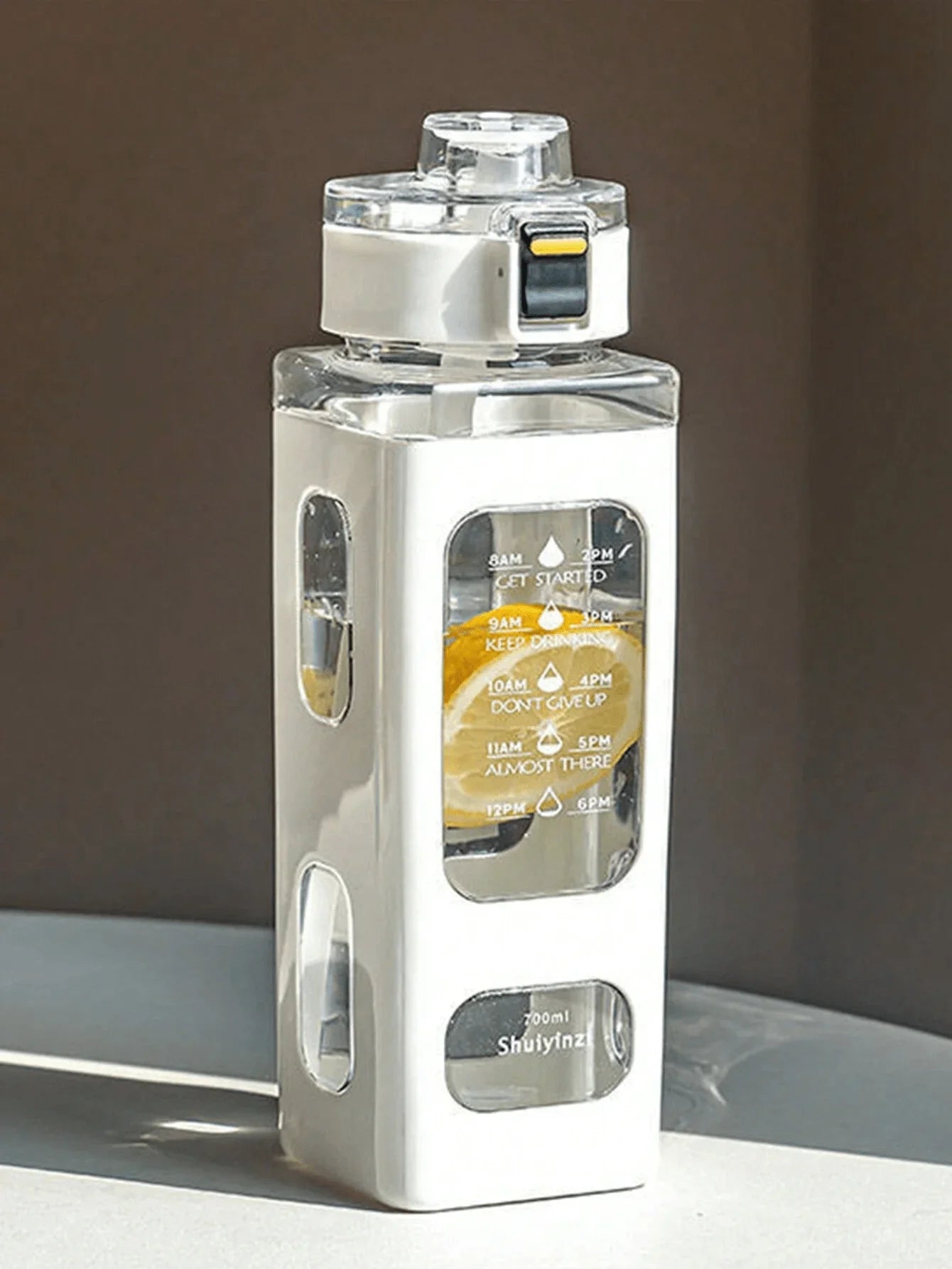 Plastic Square High Appearance Level Water Cup Household Fashion Light Luxury Portable Plastic Juice Cup with Straw