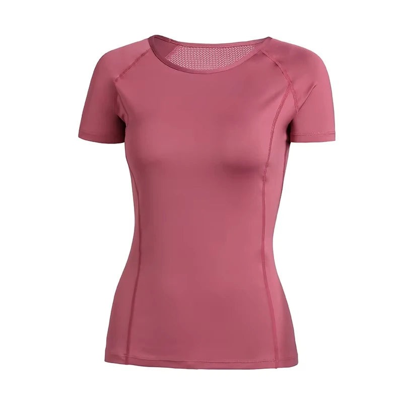 Women's Sports Wear For Fitness Running Jogging Seamless Short Sleeve Gym Woman Sport Shirt Yoga