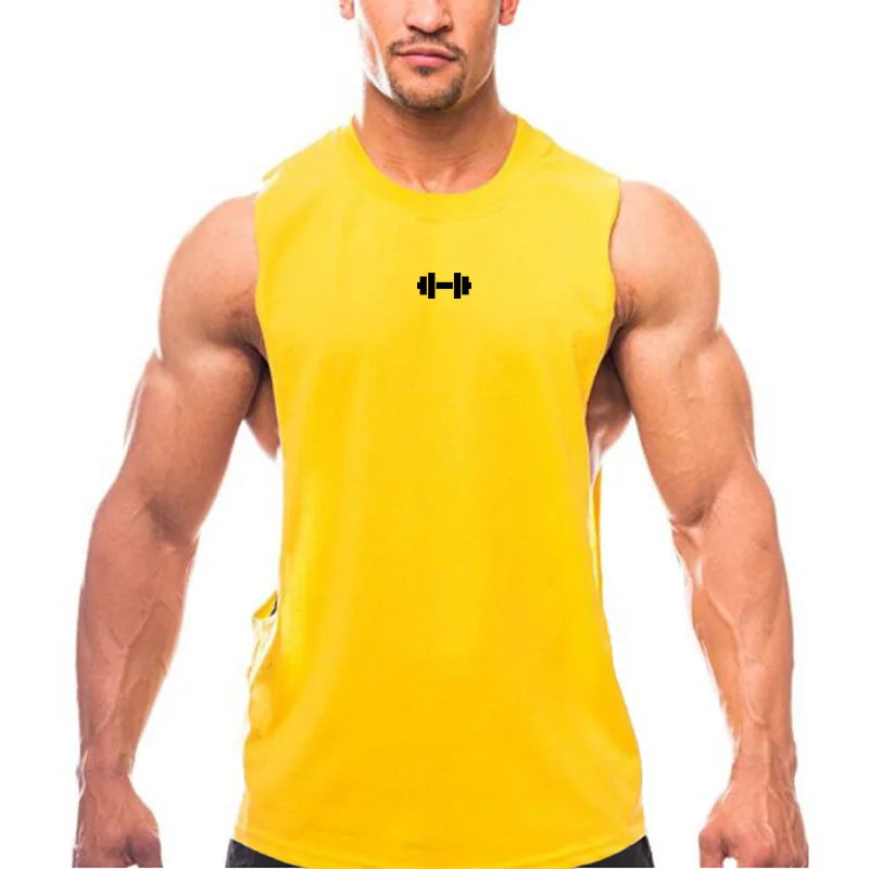 Gym Fitness Training Vests Cotton Breathable Side Slits Tank Top