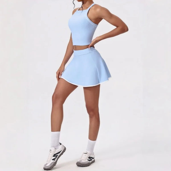 2PCS Women's Active Set – Sports Bra & High-Waist Bottom Skirt