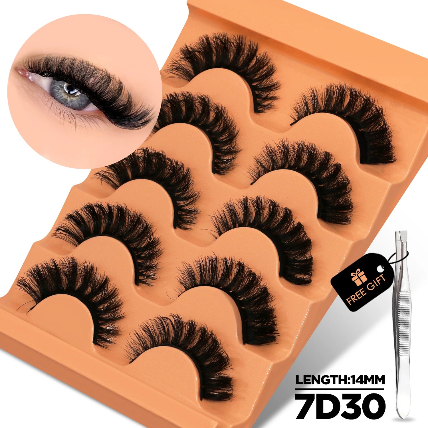 GROINNEYA 8D Cat Eye Faux Mink Lashes – Fluffy, Wispy Long Eyelashes (5 Pairs Pack)