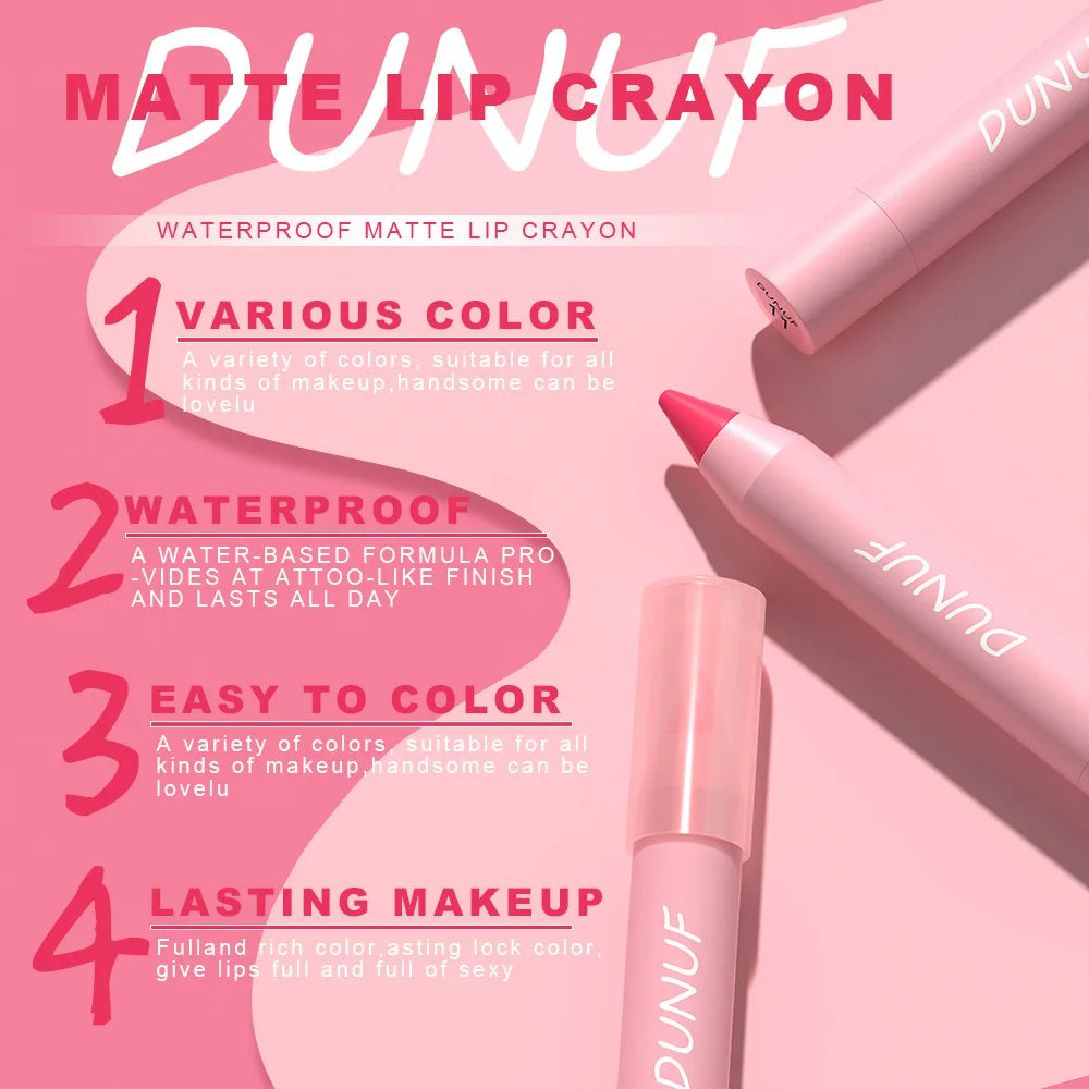 Matte Velvet Lipstick Pencil – Waterproof Lip Contour & Tint Lipliner Pen (18 Colors)