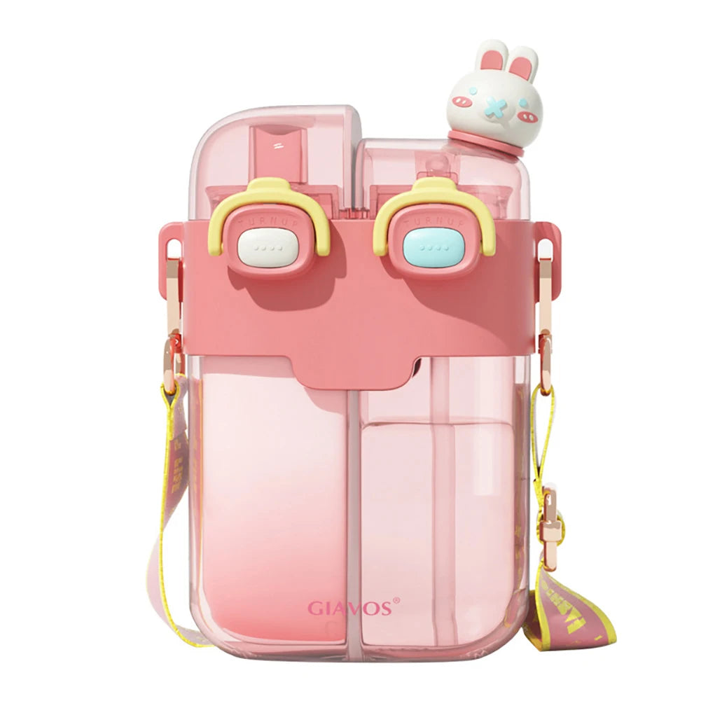 780ML Portable Cartoon Kids Water Bottle with Straw