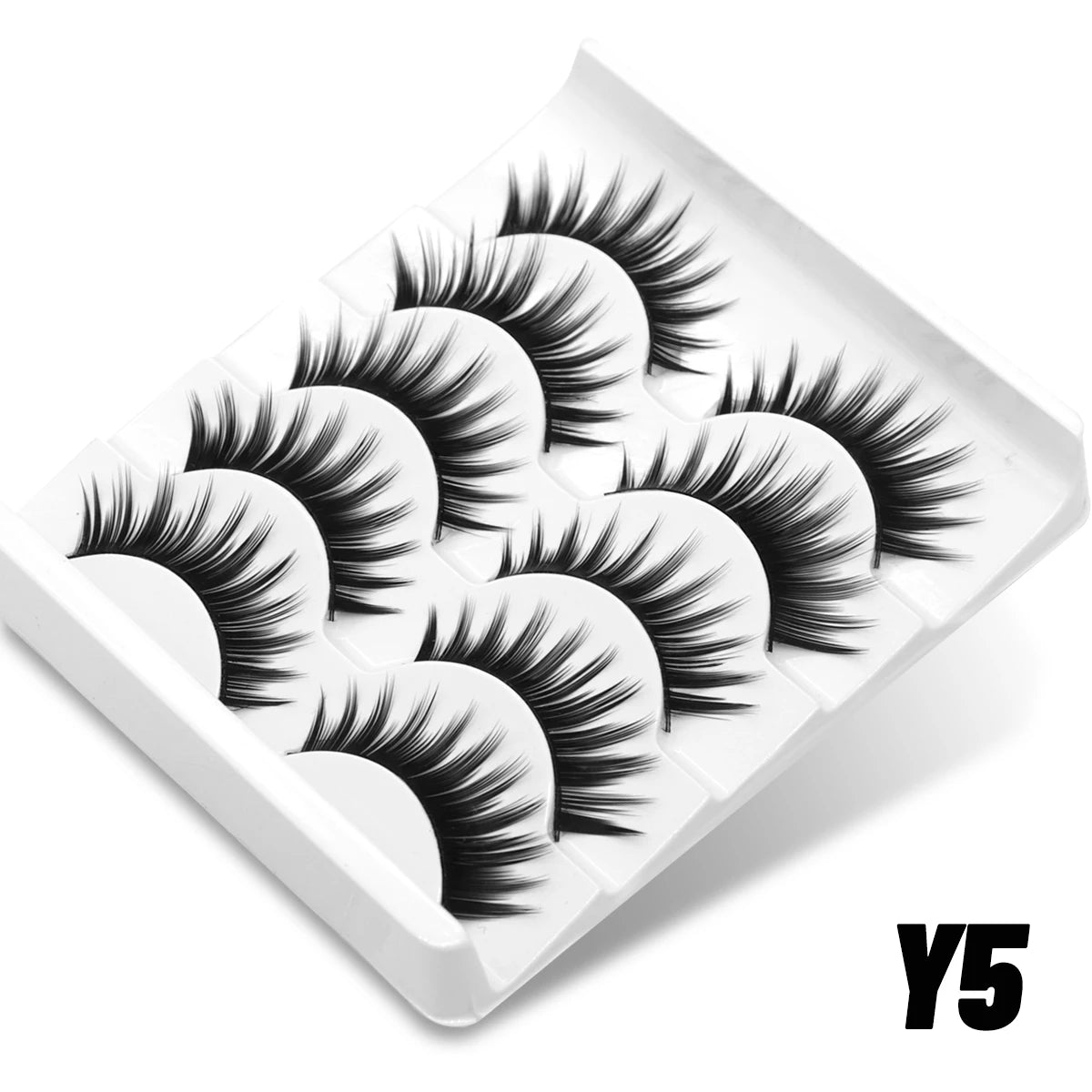 GROINNEYA 8D Cat Eye Faux Mink Lashes – Fluffy, Wispy Long Eyelashes (5 Pairs Pack)