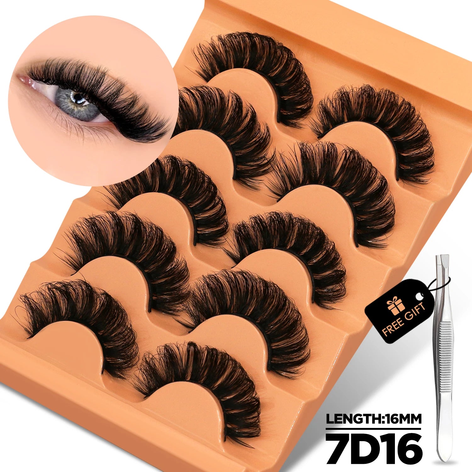 GROINNEYA 8D Cat Eye Faux Mink Lashes – Fluffy, Wispy Long Eyelashes (5 Pairs Pack)