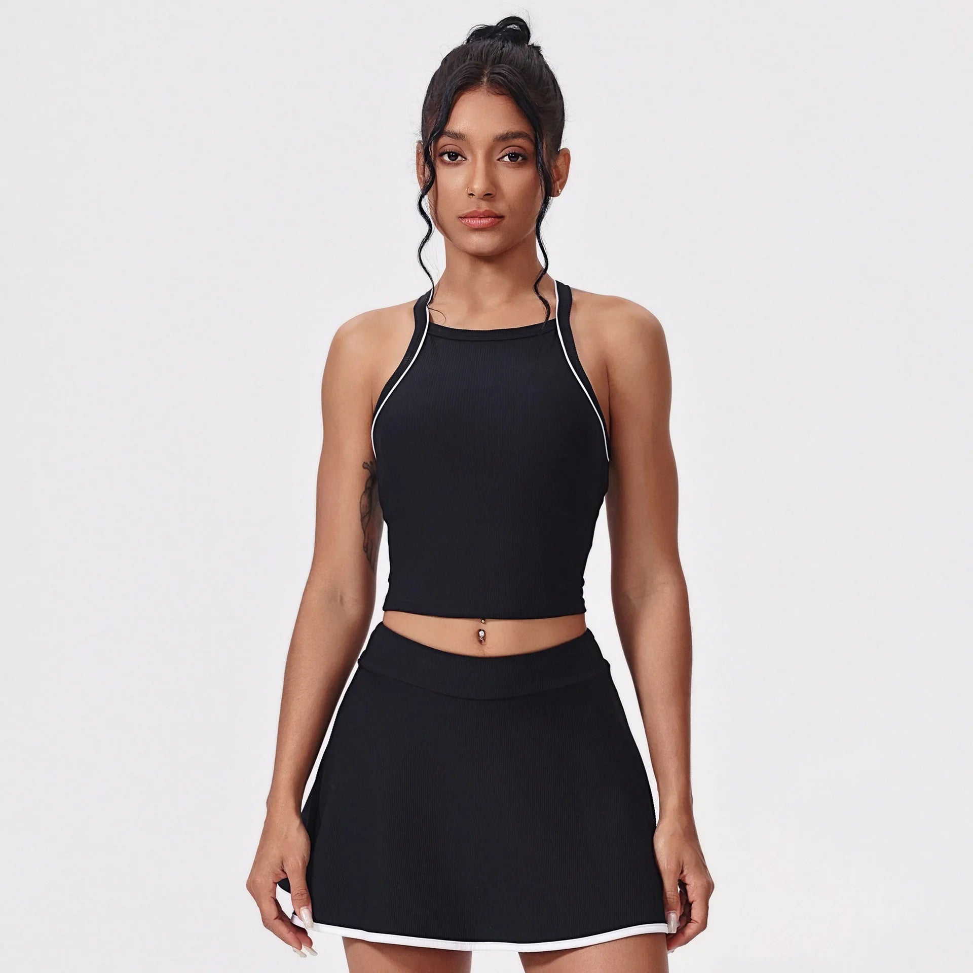 2PCS Women's Active Set – Sports Bra & High-Waist Bottom Skirt
