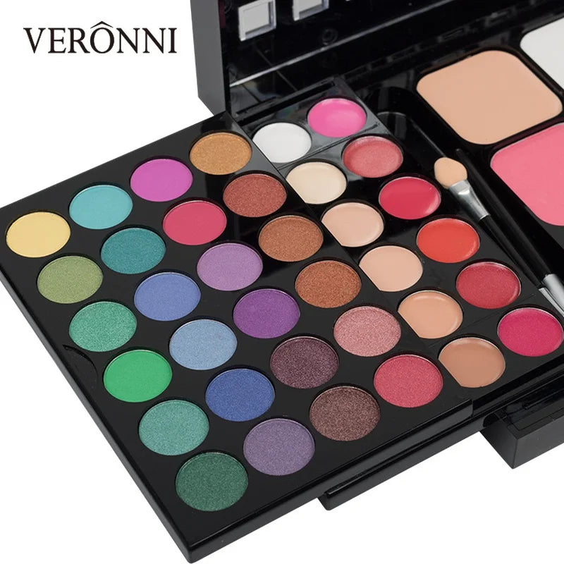 VERONNI Glitter & Matte Eyeshadow Palette – Waterproof, Long-Lasting Pressed Powder Makeup Kit