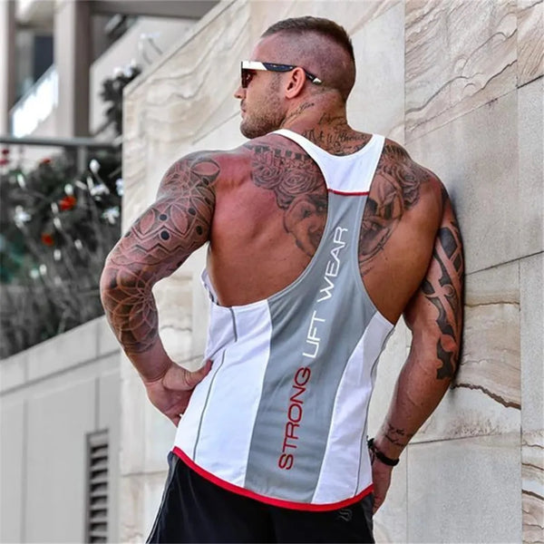 2025 Men’s MuscleFit Bodybuilding Tank Top – Cotton Sleeveless Gym Singlet