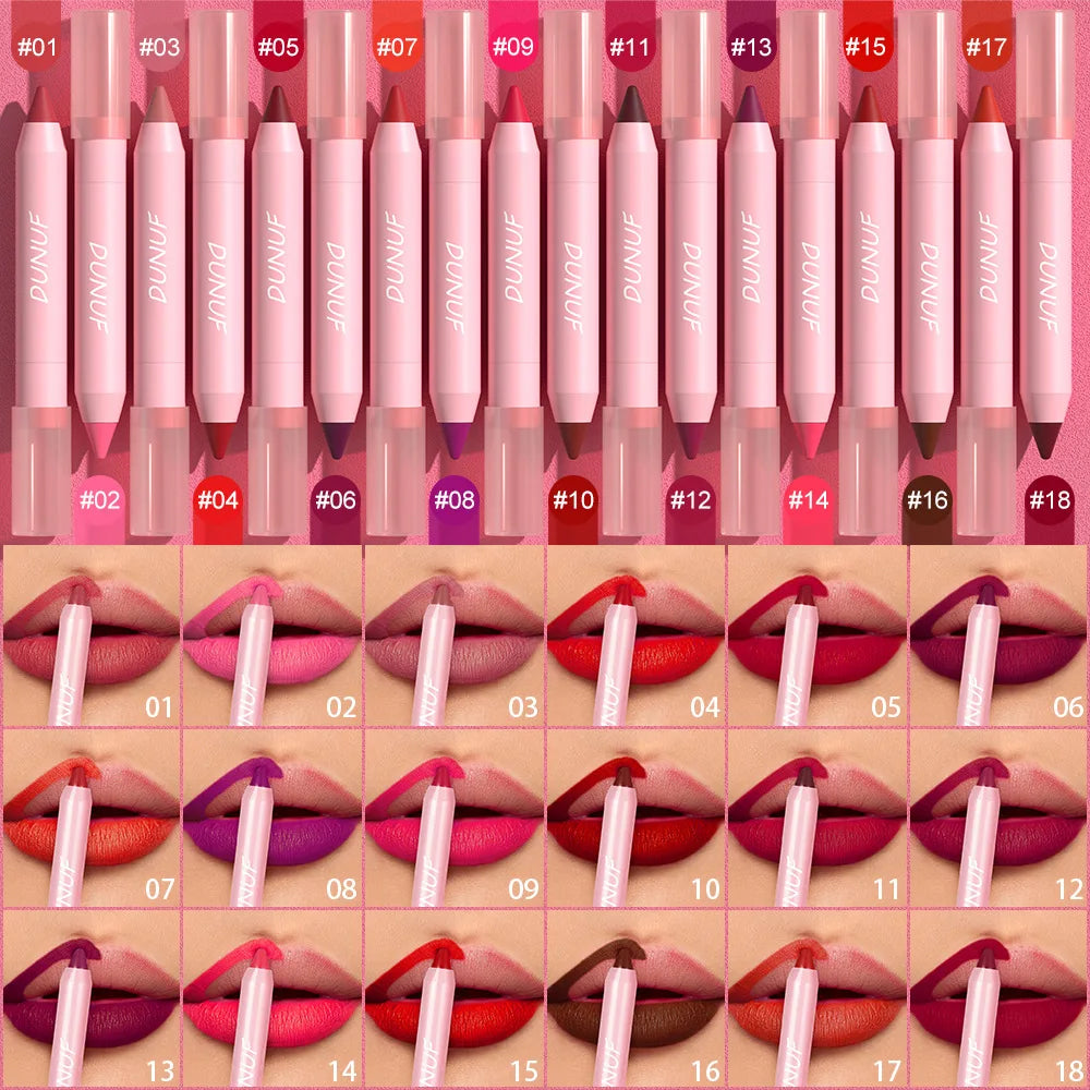 Matte Velvet Lipstick Pencil – Waterproof Lip Contour & Tint Lipliner Pen (18 Colors)