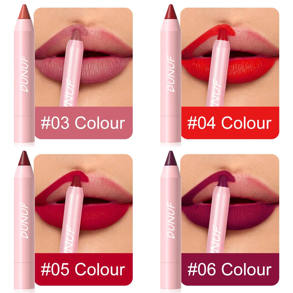 Matte Velvet Lipstick Pencil – Waterproof Lip Contour & Tint Lipliner Pen (18 Colors)