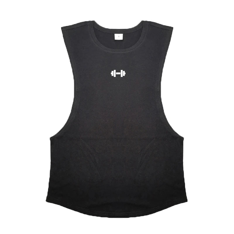 Gym Fitness Training Vests Cotton Breathable Side Slits Tank Top