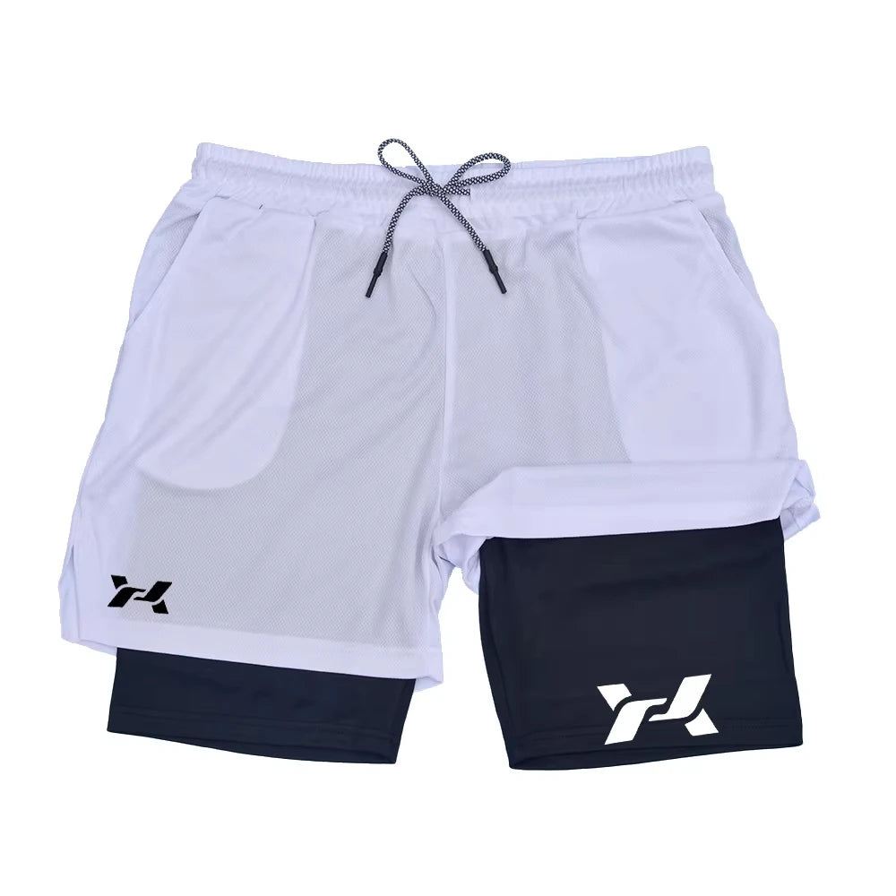 Men Running Shorts 2 In 1 Double-deck Sport Shorts Sportswear Gym Fitness Short Pants Training Jogging Bottom Men's Clothing
