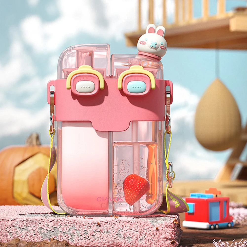 780ML Portable Cartoon Kids Water Bottle with Straw