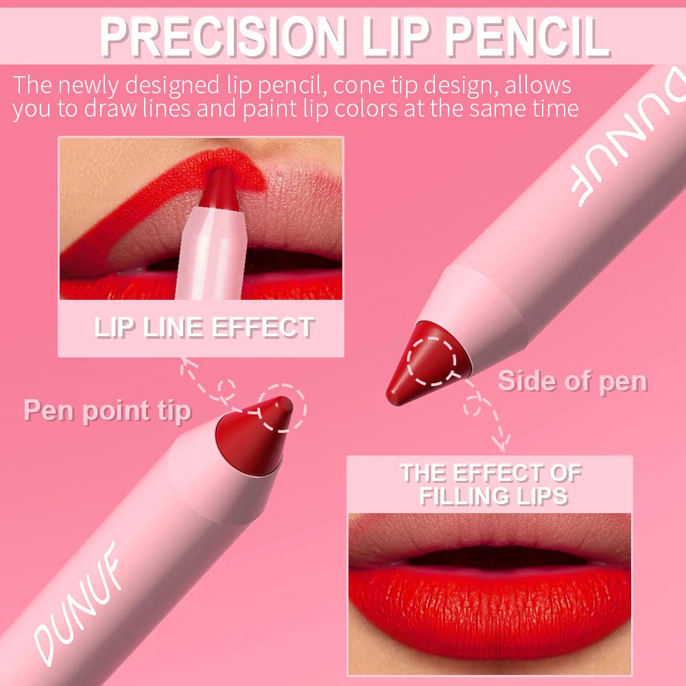 Matte Velvet Lipstick Pencil – Waterproof Lip Contour & Tint Lipliner Pen (18 Colors)