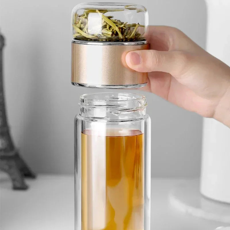 350ml Double-Wall Glass Tea Infuser Bottle