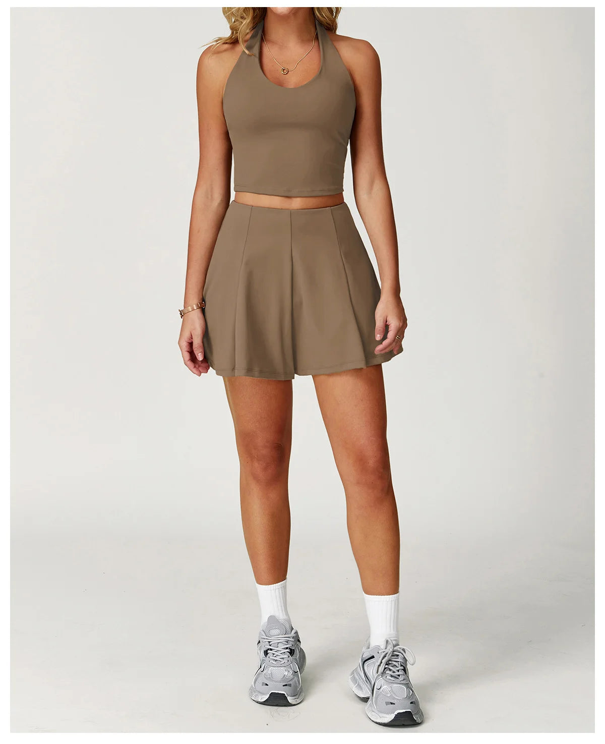 2025 2PCS Women's Active Set – Sports Bra & High-Waist Bottom Skirt