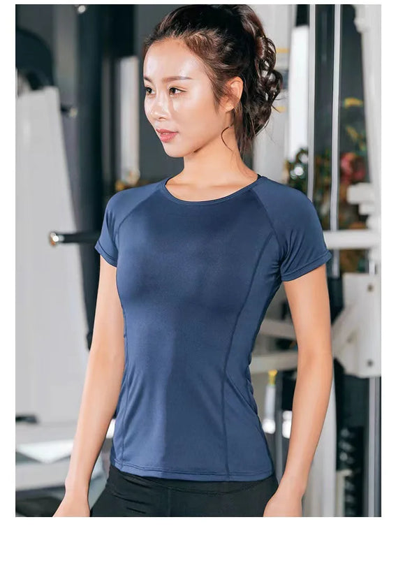 Women's Sports Wear For Fitness Running Jogging Seamless Short Sleeve Gym Woman Sport Shirt Yoga
