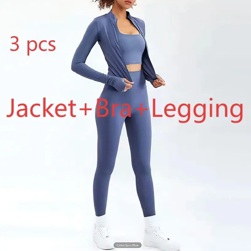 2/3PCS Women’s Yoga & Fitness Set – High-Waist Breathable Workout Tracksuit