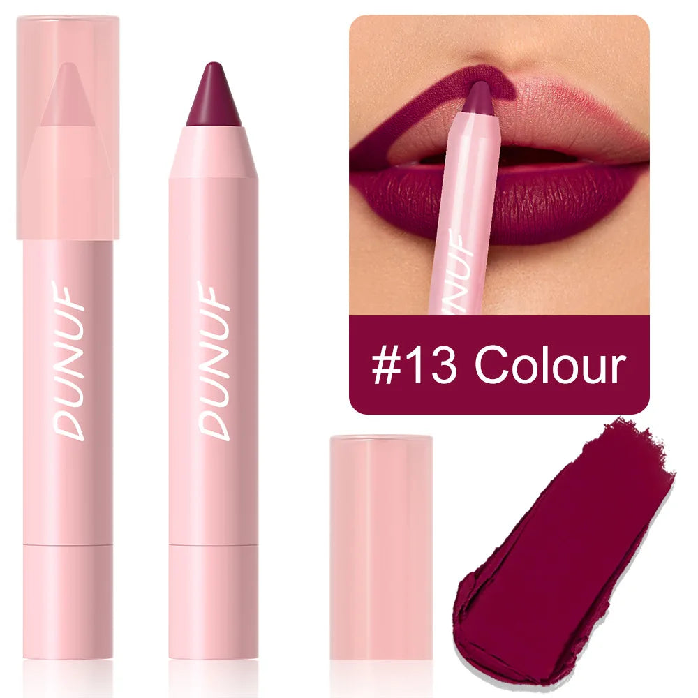 Matte Velvet Lipstick Pencil – Waterproof Lip Contour & Tint Lipliner Pen (18 Colors)