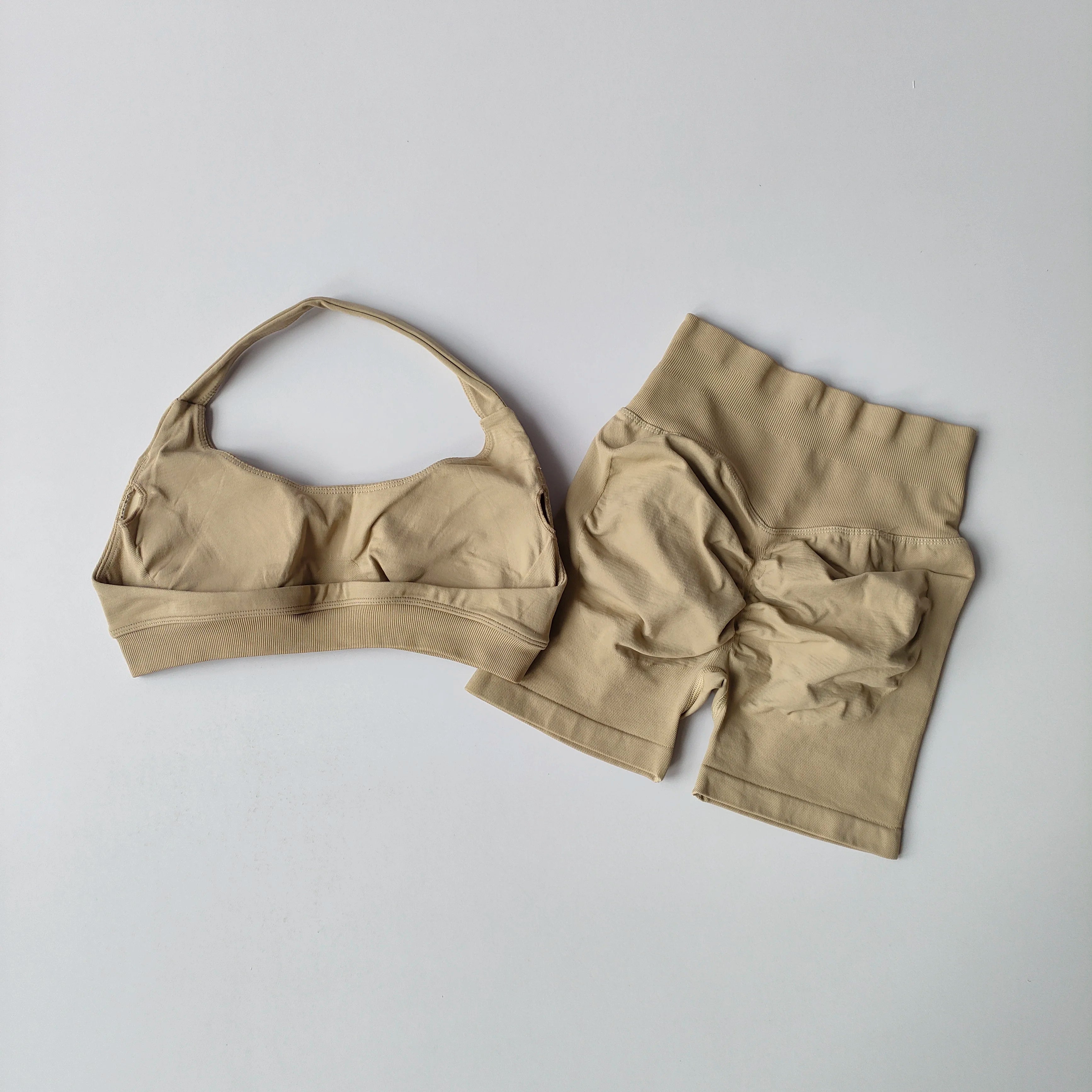 Seamless 2-Piece Yoga Set – Crop Tank & High-Waist Shorts