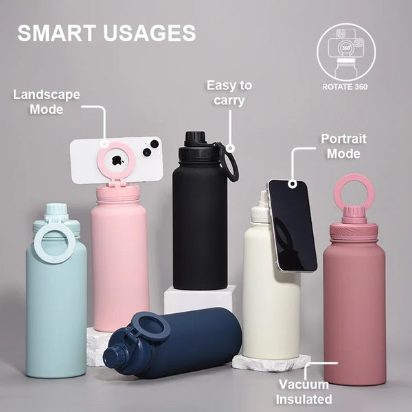 32oz Insulated Stainless Steel Bottle with Phone Holder
