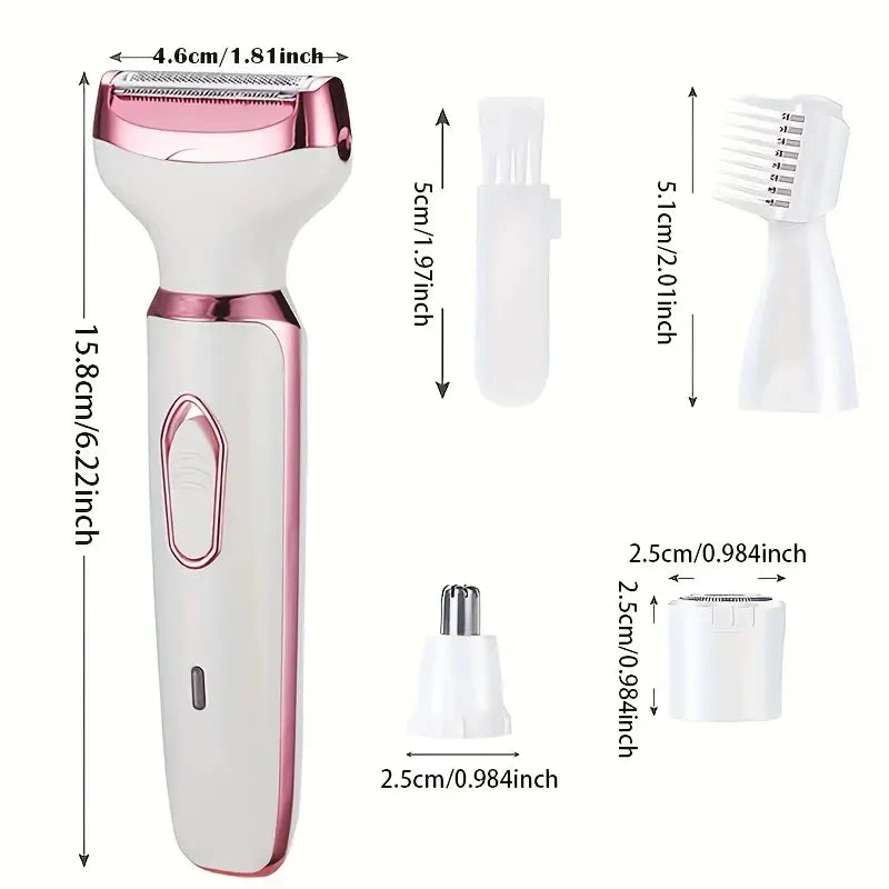SoftAura 4 in 1 Electric Razor for Women Body Hair Trimmer Armpit Bikini Arm Leg Face Mustache Portable Painless Shaver