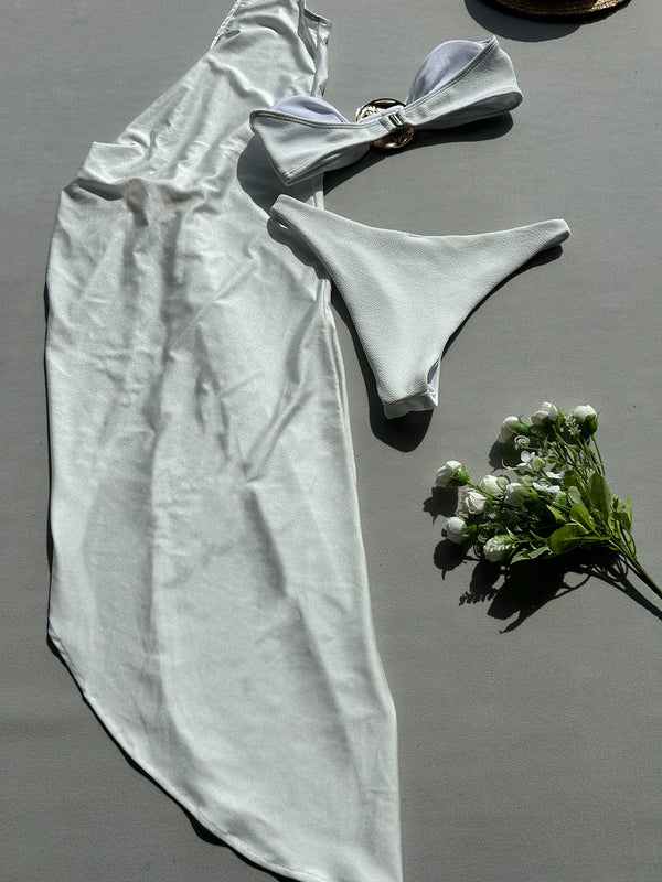 3-Piece Sexy Bikini Set with Beach Skirt – Women's Split Swimsuit