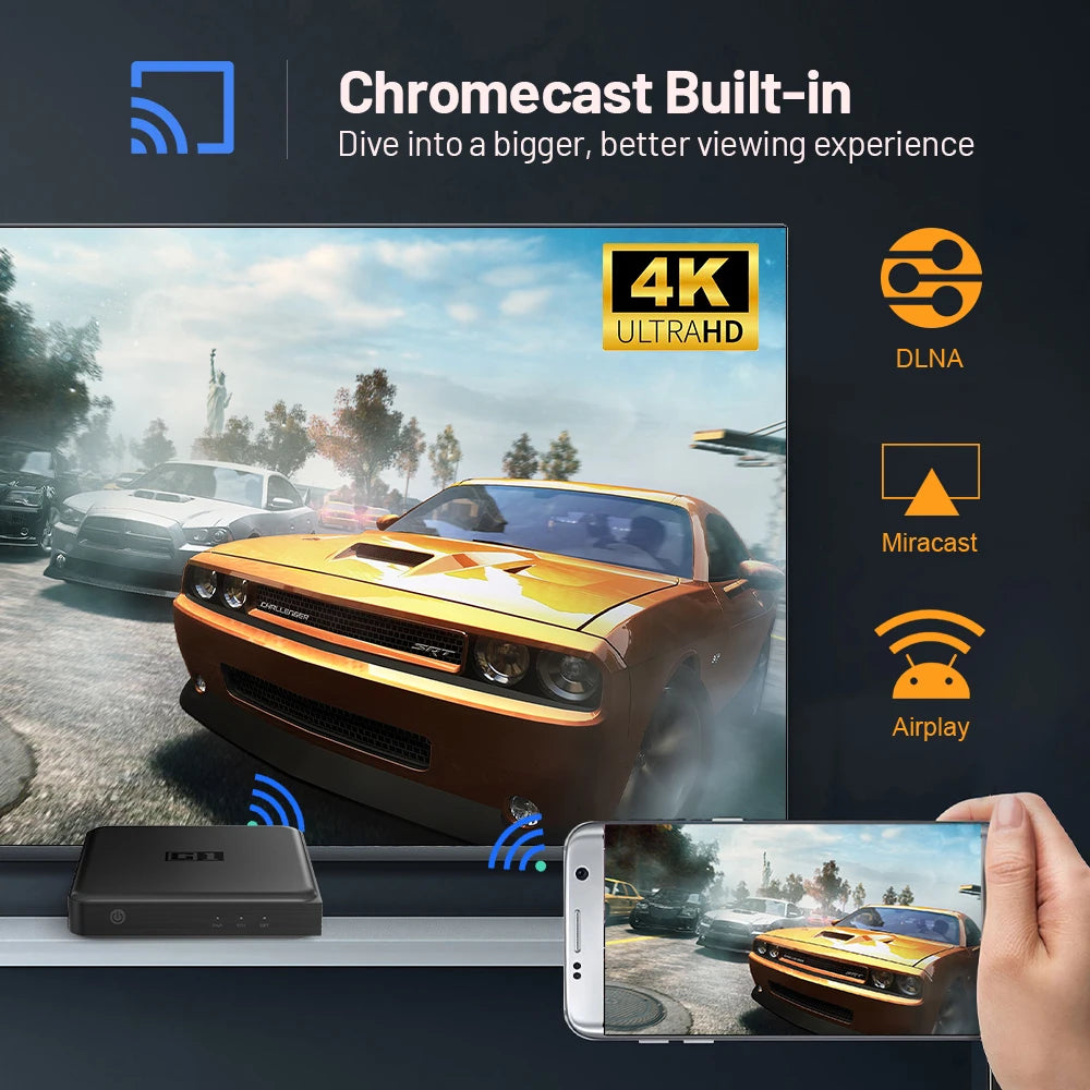 KINHANK G1 Google Netflix Certified Android 14 Smart TV Box Dolby Vision 4K HDR AV1 4G 32G WIFI6 Google Assistant Set-top Box