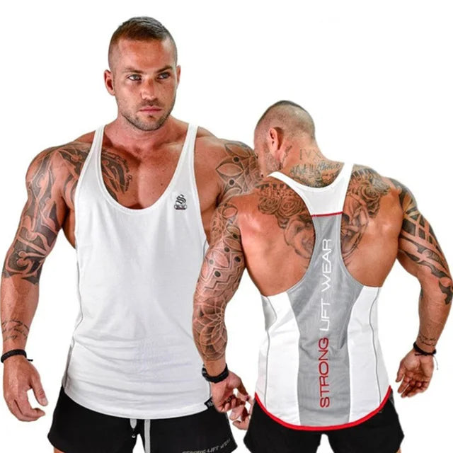 2025 Men’s MuscleFit Bodybuilding Tank Top – Cotton Sleeveless Gym Singlet