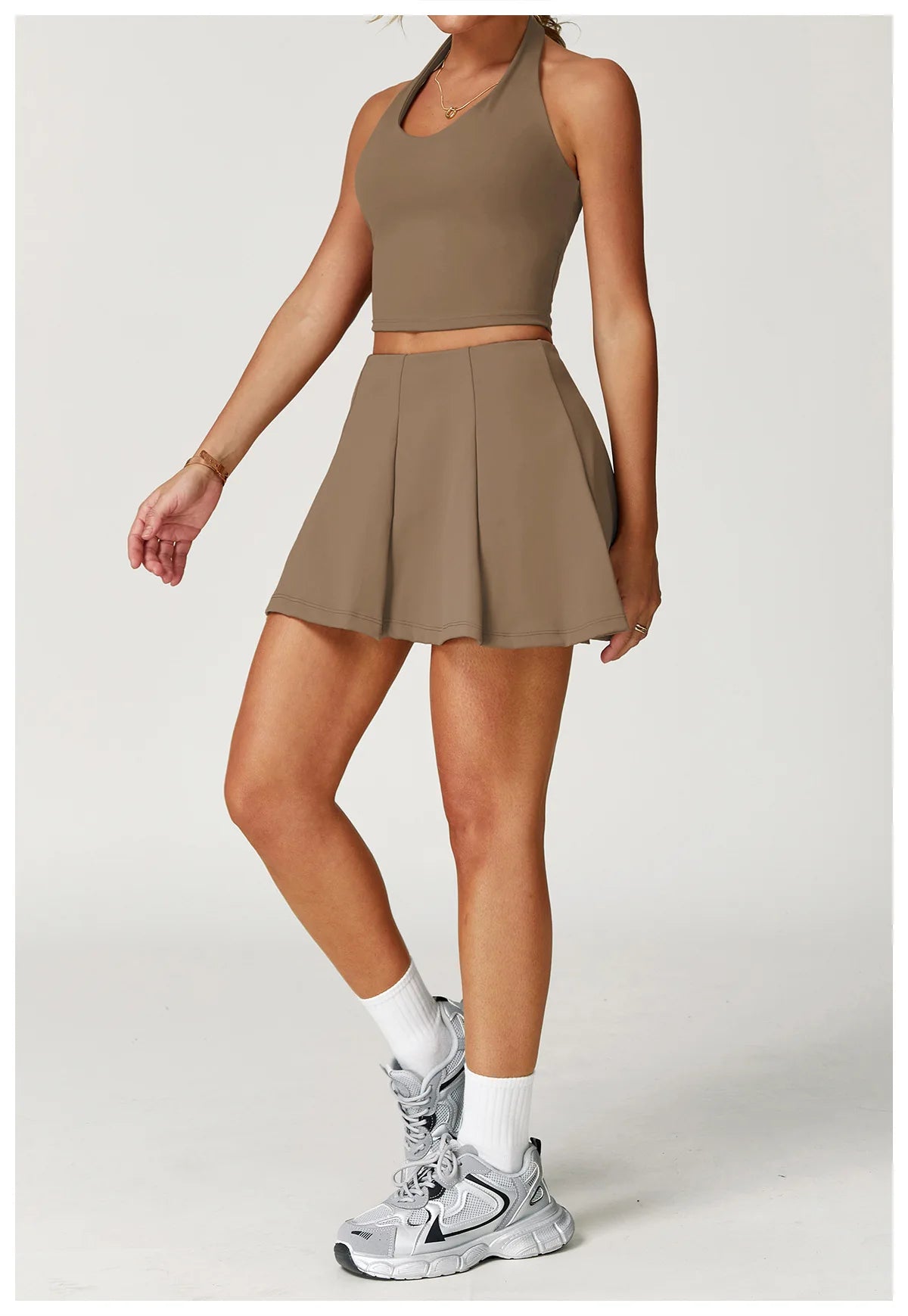 2025 2PCS Women's Active Set – Sports Bra & High-Waist Bottom Skirt