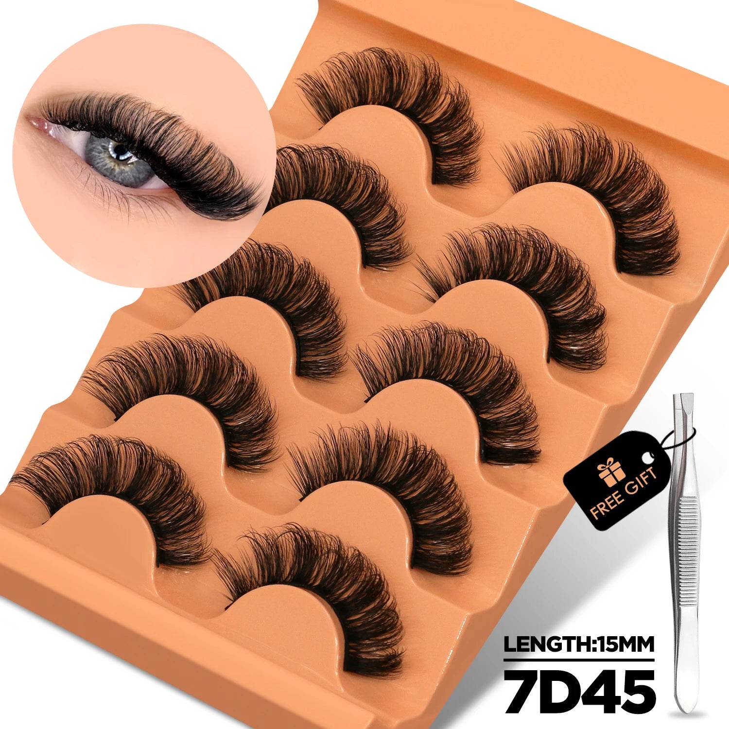 GROINNEYA 8D Cat Eye Faux Mink Lashes – Fluffy, Wispy Long Eyelashes (5 Pairs Pack)