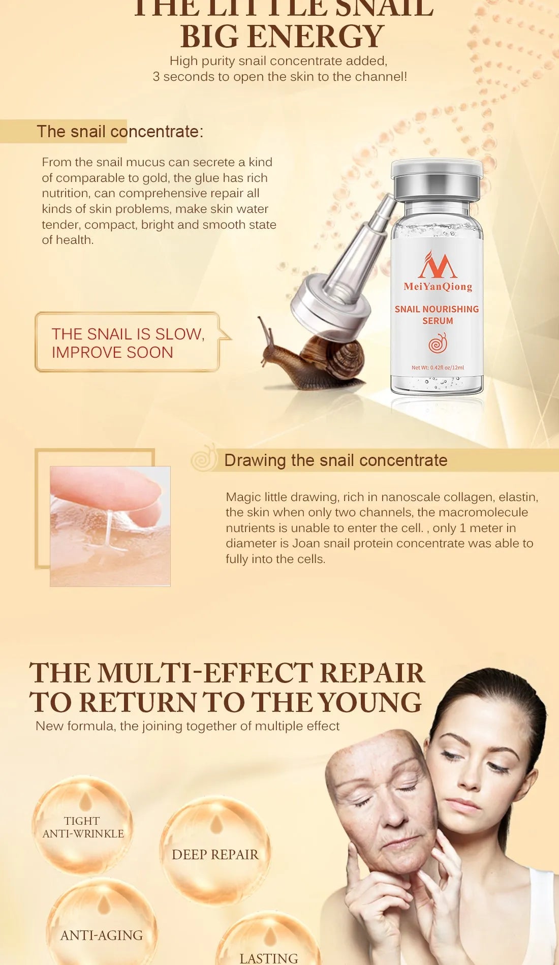 MeiYanQiong Snail Essence with Hyaluronic Acid